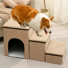 Load image into Gallery viewer, HiFuzzyPet Foldable Dog Stairs with Storage for Elderly Pets