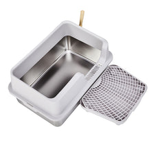 Load image into Gallery viewer, Stainless Steel Cat Litter Box with Lid