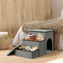Load image into Gallery viewer, HiFuzzyPet Foldable Dog Stairs with Storage for Elderly Pets