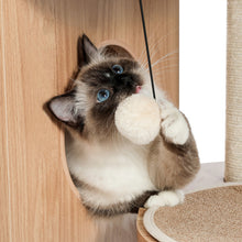 Load image into Gallery viewer, Hifuzzypet Modern Wooden Cat Tree Multi-Level Cat Tower With 2 Cozy Condos