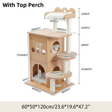 Load image into Gallery viewer, Hifuzzypet Modern Wooden Cat Tree Multi-Level Cat Tower With 2 Cozy Condos