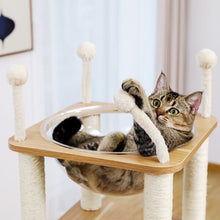 Load image into Gallery viewer, Hifuzzypet Modern Wooden Cat Tree Multi-Level Cat Tower With 2 Cozy Condos