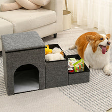 Load image into Gallery viewer, HiFuzzyPet Foldable Dog Stairs with Storage for Elderly Pets
