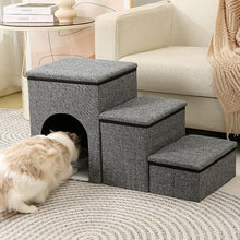 Load image into Gallery viewer, HiFuzzyPet Foldable Dog Stairs with Storage for Elderly Pets