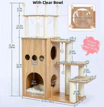 Load image into Gallery viewer, Hifuzzypet Modern Wooden Cat Tree Multi-Level Cat Tower With 2 Cozy Condos