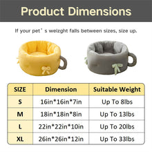 Load image into Gallery viewer, Round Calming Cute Cat Bed Grey/Yellow