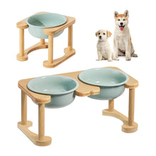 Load image into Gallery viewer, Elevated Dog Bowls with Bamboo Stand