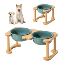 Load image into Gallery viewer, Elevated Dog Bowls with Bamboo Stand