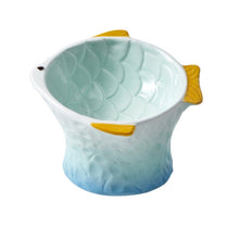 Load image into Gallery viewer, Cute Fish Shape Ceramic Raised Cat Bowls