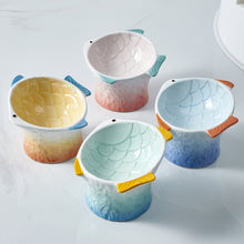 Load image into Gallery viewer, Cute Fish Shape Ceramic Raised Cat Bowls