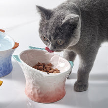 Load image into Gallery viewer, Cute Fish Shape Ceramic Raised Cat Bowls