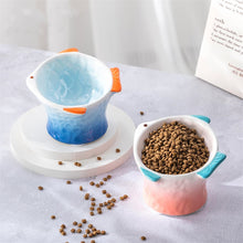 Load image into Gallery viewer, Cute Fish Shape Ceramic Raised Cat Bowls