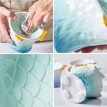 Load image into Gallery viewer, Cute Fish Shape Ceramic Raised Cat Bowls