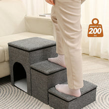 Load image into Gallery viewer, HiFuzzyPet Foldable Dog Stairs with Storage for Elderly Pets