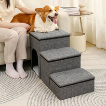 Load image into Gallery viewer, HiFuzzyPet Foldable Dog Stairs with Storage for Elderly Pets