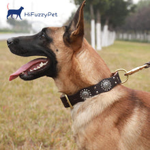 Load image into Gallery viewer, HiFuzzyPet Leather Spiked Dog Collar for Middle & Large Dogs