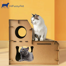 Load image into Gallery viewer, Double Decker Cardboard Cat House Scratcher