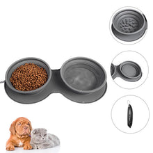 Load image into Gallery viewer, HiFuzzyPet Collapsible Silicone Double Dog Bowl For Travel