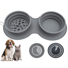 Load image into Gallery viewer, HiFuzzyPet Collapsible Silicone Double Dog Bowl For Travel