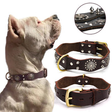 Load image into Gallery viewer, HiFuzzyPet Leather Spiked Dog Collar for Middle & Large Dogs