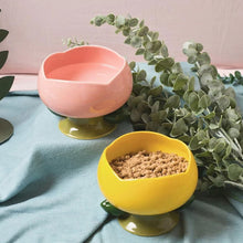 Load image into Gallery viewer, HiFuzzyPet Flower Shape Ceramic Raised Cat Bowl