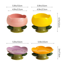 Load image into Gallery viewer, HiFuzzyPet Flower Shape Ceramic Raised Cat Bowl