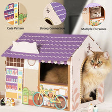 Load image into Gallery viewer, HiFuzzyPet Corrugated Cardboard Cat House with Scratcher, Cat Play House
