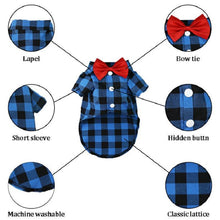 Load image into Gallery viewer, HiFuzzyPet Soft Dog Plaid Shirts with Bow Tie