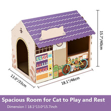 Load image into Gallery viewer, HiFuzzyPet Corrugated Cardboard Cat House with Scratcher, Cat Play House