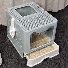 Load image into Gallery viewer, blue foldable covered litter box