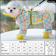 Load image into Gallery viewer, dog raincoat size chart