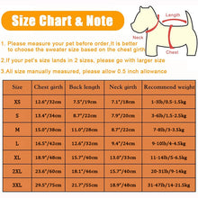 Load image into Gallery viewer, Turtleneck Dog Sweater Size Chart