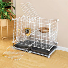 Load image into Gallery viewer, HiFuzzyPet Patchable Rabbit Cage with Ramp, 2-storey Bunny Cage with Playpen Indoor
