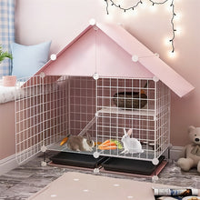 Load image into Gallery viewer, HiFuzzyPet Patchable Rabbit Cage with Ramp, 2-storey Bunny Cage with Playpen Indoor