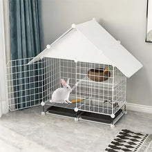 Load image into Gallery viewer, HiFuzzyPet Patchable Rabbit Cage with Ramp, 2-storey Bunny Cage with Playpen Indoor