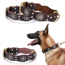 Load image into Gallery viewer, HiFuzzyPet Leather Spiked Dog Collar for Middle & Large Dogs
