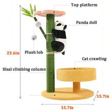 Load image into Gallery viewer, HiFuzzyPet Sisal Flower Cat Tree with Panda Doll