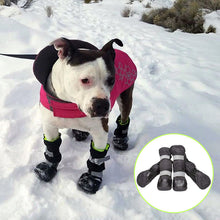 Load image into Gallery viewer, black dog boots with fleece liner