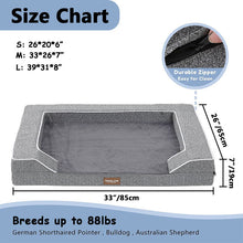 Load image into Gallery viewer, orthopedic dog couch bed size chart