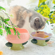 Load image into Gallery viewer, HiFuzzyPet Flower Shape Ceramic Raised Cat Bowl
