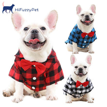 Load image into Gallery viewer, HiFuzzyPet Soft Dog Plaid Shirts with Bow Tie