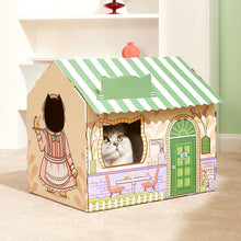 Load image into Gallery viewer, HiFuzzyPet Corrugated Cardboard Cat House with Scratcher, Cat Play House