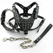 Load image into Gallery viewer, HiFuzzyPet 3pcs Spiked Dog Collars, Pointed Rivets Chest Strap