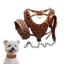 Load image into Gallery viewer, HiFuzzyPet 3pcs Spiked Dog Collars, Pointed Rivets Chest Strap