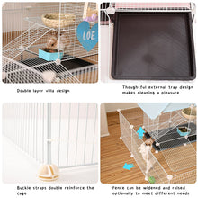 Load image into Gallery viewer, HiFuzzyPet Patchable Rabbit Cage with Ramp, 2-storey Bunny Cage with Playpen Indoor