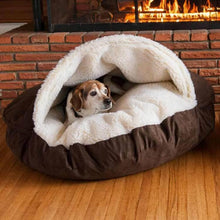 Load image into Gallery viewer, HiFuzzyPet Round Snuggery Hooded Dog Blanket Bed for Dogs and Cats
