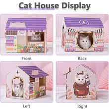 Load image into Gallery viewer, HiFuzzyPet Corrugated Cardboard Cat House with Scratcher, Cat Play House