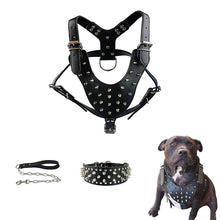 Load image into Gallery viewer, HiFuzzyPet 3pcs Spiked Dog Collars, Pointed Rivets Chest Strap