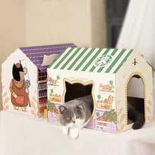 Load image into Gallery viewer, green cardboard cat house