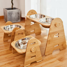 Load image into Gallery viewer, HiFuzzyPet Wooden Elevated Dog Bowls